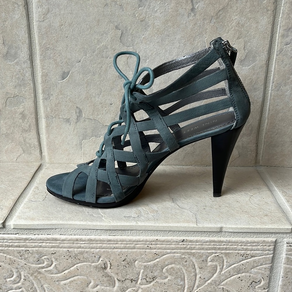 Nine West suede laced cage heels
